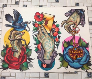 0时尚很帅的一组手纹身手稿