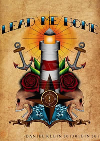 潮流经典的一款灯塔纹身图案