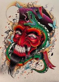 潮流很帅是的一款恶魔纹身手稿