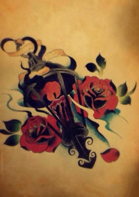 潮流时尚的一款蜡烛灯纹身图案