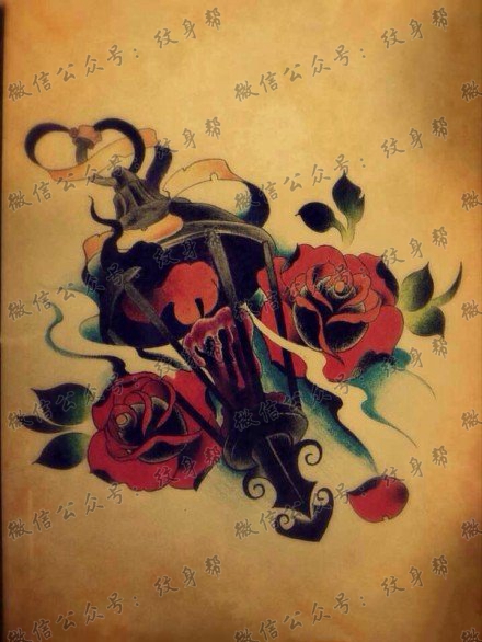 潮流时尚的一款蜡烛灯纹身图案