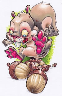 分享一款可爱松鼠纹身图案