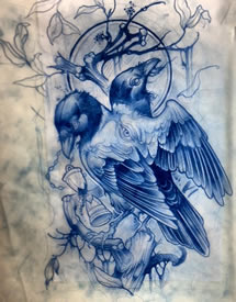 推荐一款双头乌鸦纹身手稿