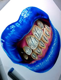 欣赏一张个性的嘴唇纹身图案