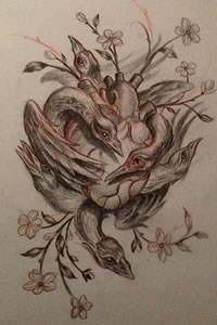 给大家一款个性心脏的纹身手稿