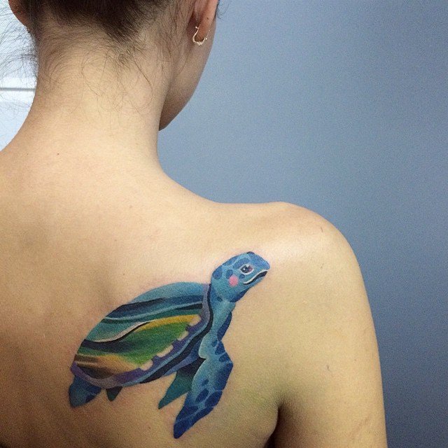 乌龟纹身图案   奇趣而又可爱的乌龟纹身图案