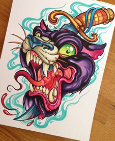 手稿彩色狼图片