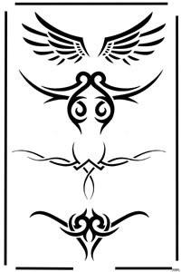 一组图腾腰花纹身图案