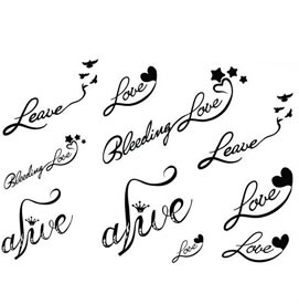 一组图腾字母皇冠爱心纹身图案