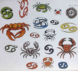 一组螃蟹星座纹身图案