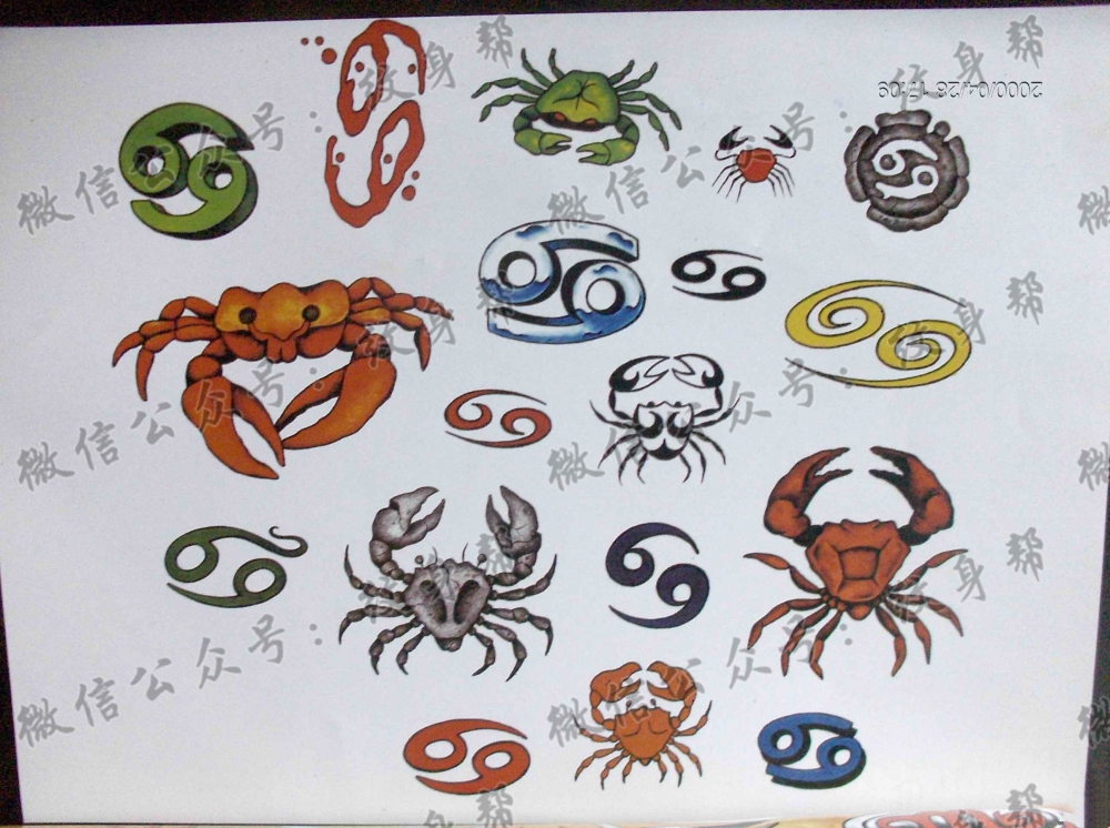 一组螃蟹星座纹身图案