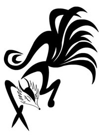 一款简约的九尾狐纹身手稿