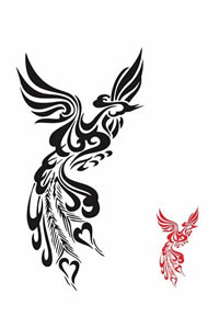 一款图腾凤凰纹身图案