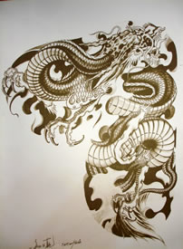 一款半胛龙纹身手稿