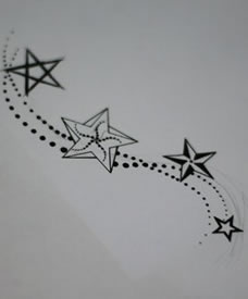 一款五角星星组合纹身手稿