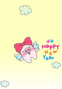 一款可爱的卡通猪纹身图案