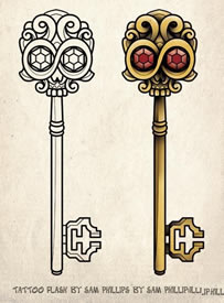 一款骷髅钥匙纹身图案缩略频道推荐图