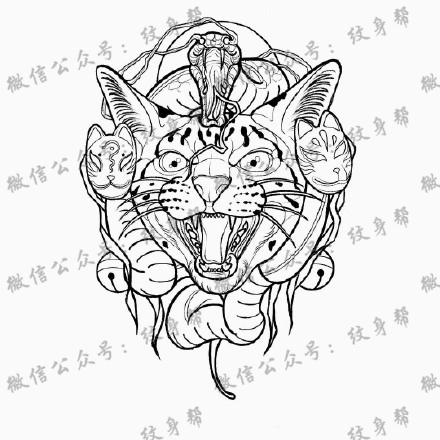 一组newschool纹身线稿素材