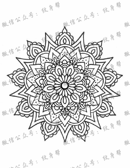 一组25张精美点刺梵花纹身手稿图案