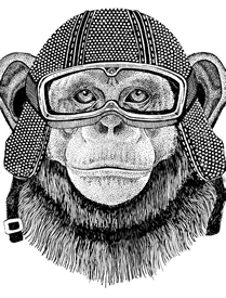 一组12张猴子猩猩纹身手稿素材图案