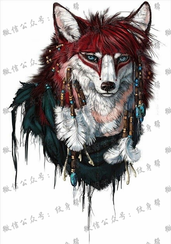 一组16张狐狸纹身手稿素材图案