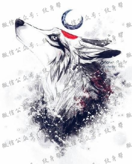 一组16张狐狸纹身手稿素材图案