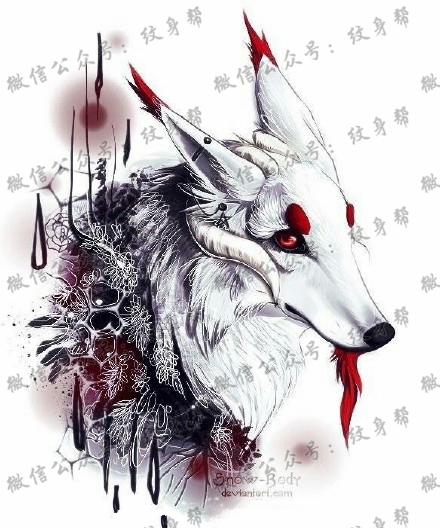 一组16张狐狸纹身手稿素材图案