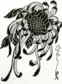 一组13张菊花纹身线稿图案素材缩略频道推荐图