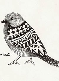 一组麻雀纹身手稿素材图案