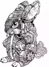 一套15张兔子纹身手稿图案素材缩略频道推荐图