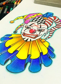 一套14张小丑纹身手稿图案素材