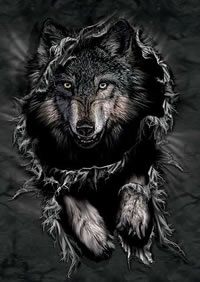 一款个性凶狠的狼纹身图案