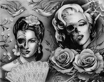 一款个性的梦露纹身手稿图案