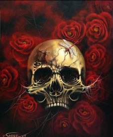 欧美经典骷髅头手稿纹身图案