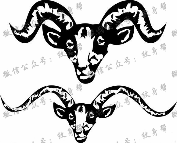 简单的羊纹身图案