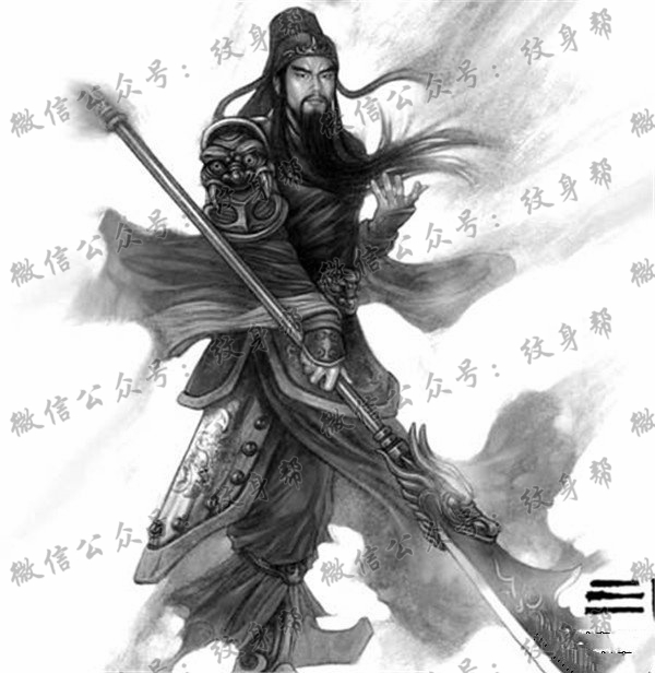 霸气关公纹身图案