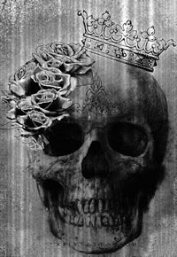 一款欧美皇冠骷髅头纹身图案