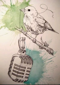 一款素描鸟纹身图案