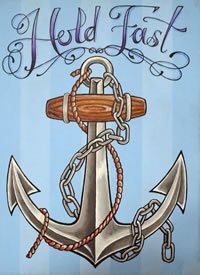 小巧船锚纹身手稿图案