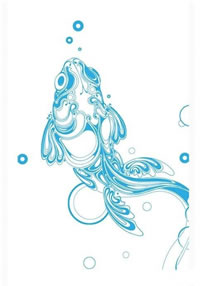 简单时尚鱼纹身手稿图案