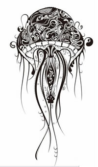 一款简单大气的水母纹身图案