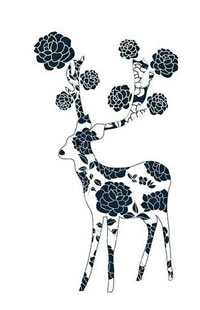 一款鹿纹身手稿图案
