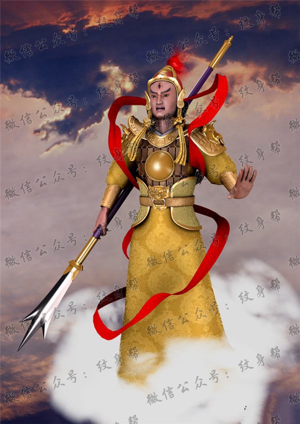 一款人物经典二郎神纹身图案