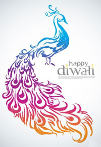 彩色孔雀纹身图案