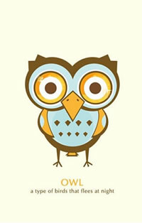 一款卡通猫头鹰纹身手稿图案