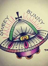 一套11张飞碟纹身手稿素材图案