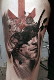 大腿纹身男 男生大腿上创意的人物纹身图片