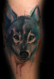 狼头纹身图片   多款水彩晕染的狼头纹身图案