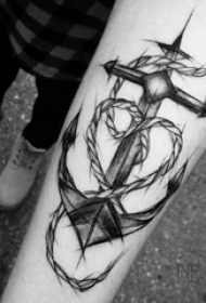 象征稳定与力量的船锚纹身