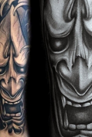 般若面具纹身  多款色调暗沉的般若面具纹身图案